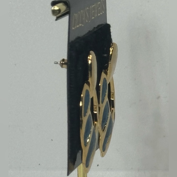 Vintage Gold & Blue Enamel Drop Earrings by Lilly’s - Classic & Elegant Design - Picture 6 of 7